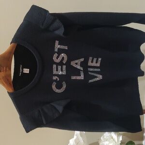 Nwt XL and large Karl lagerfeld sweater black with ringstone